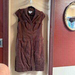Maggy London Brown Button-Up Mini Dress